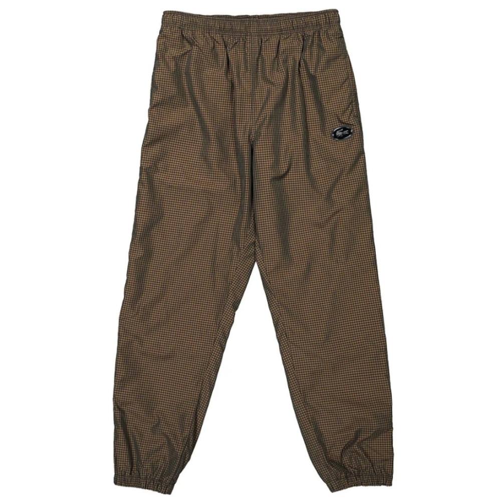 Lacoste Men's Water-Repellent Checkered Joggers Ankle Zipper Brown(6] XL New